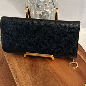 Bvlgari Black Wallet with Gold Accents